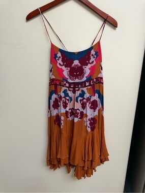 Intimately Free People Strap Floral Print Sundress in Rust and Multicolor
